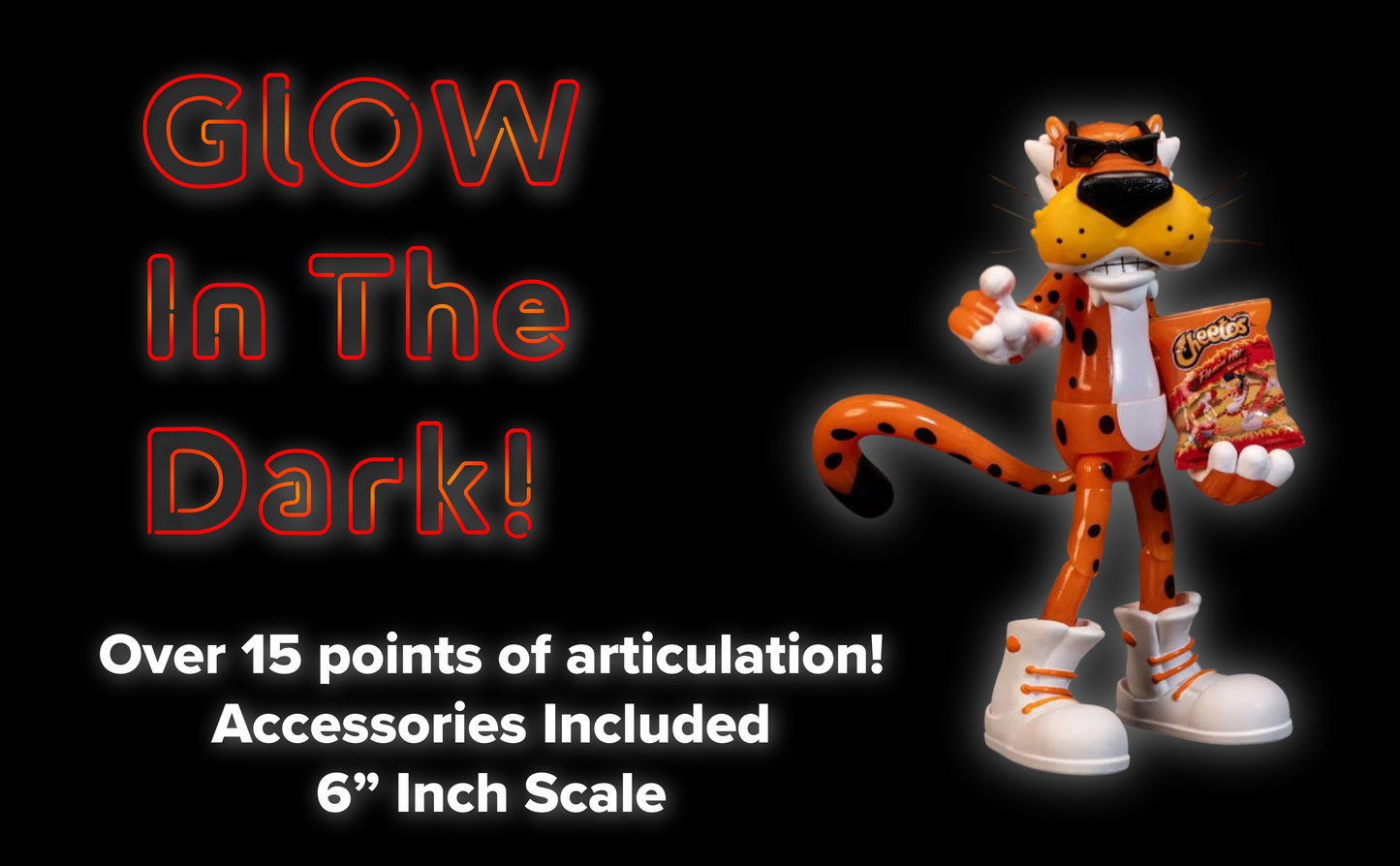 Jada Toys Cheetos Chester Cheetah Flamin' Hot Glow-in-The-Dark 6-Inch Action Figure